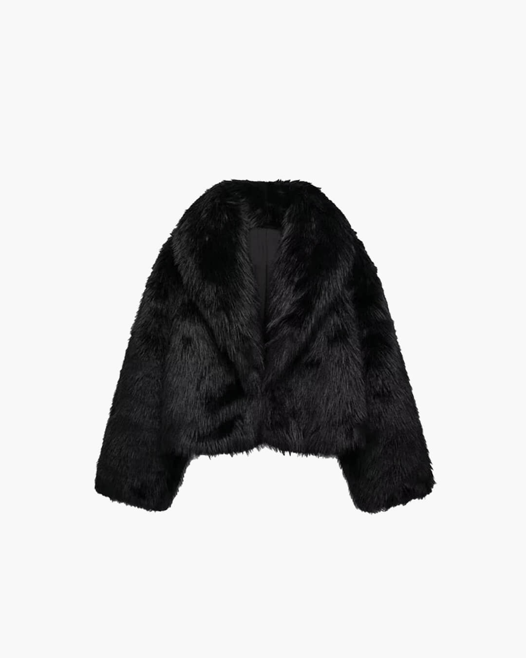 ZEYA - Cropped black Faux Fur Coat