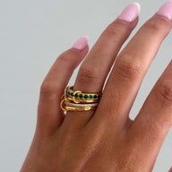Bague Empilée Dana Émeraude Strass