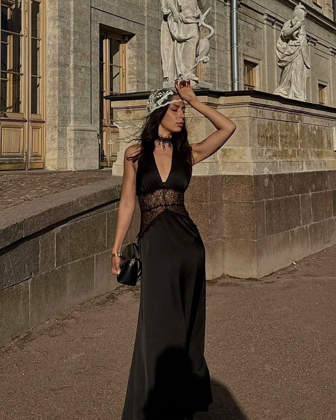 ZEYA - Danna Satin Lace Waist Backless Dress