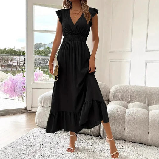 ZEYA - Delfina V - Neck Ruffle Swing Dress