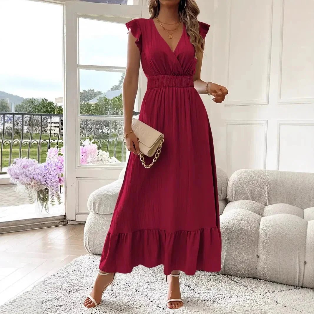 ZEYA - Delfina V - Neck Ruffle Swing Dress