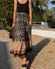 Jupe midi swing imprimée bohème Maricar