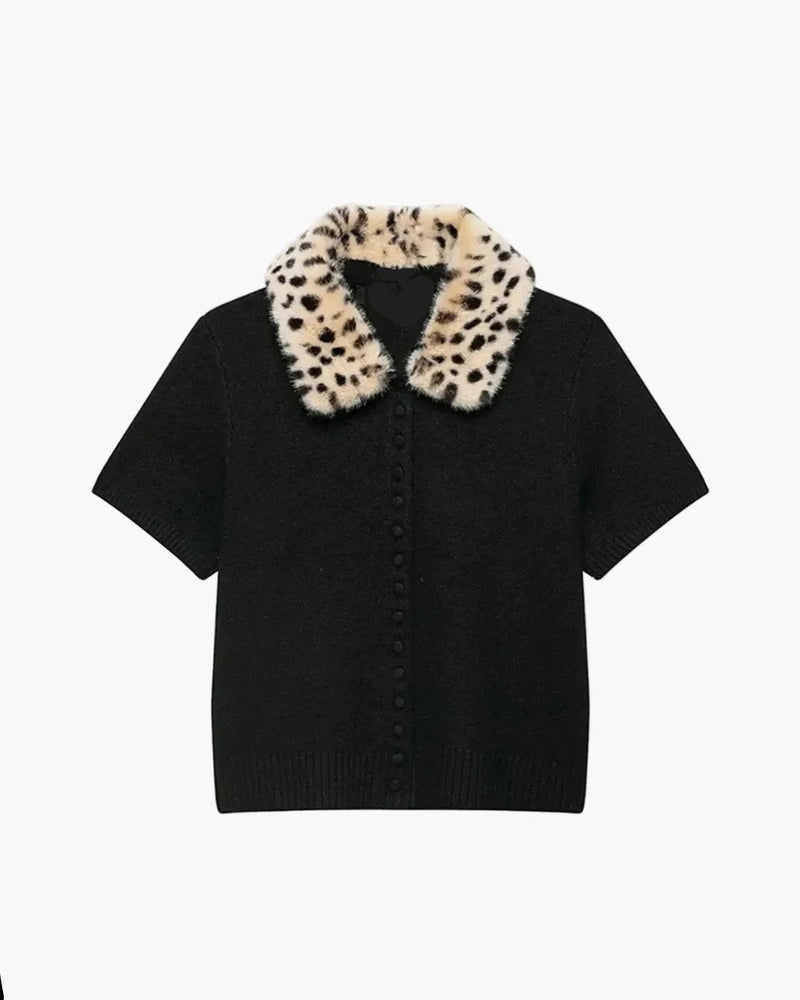 Haut cardigan en maille avec bordure en fausse fourrure Ella