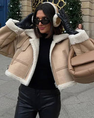 Veste Elodie en daim synthétique et fausse fourrure