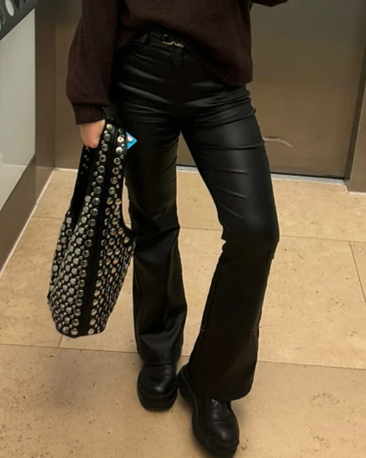 ZEYA - Eloise Faux Leather Flare Pants