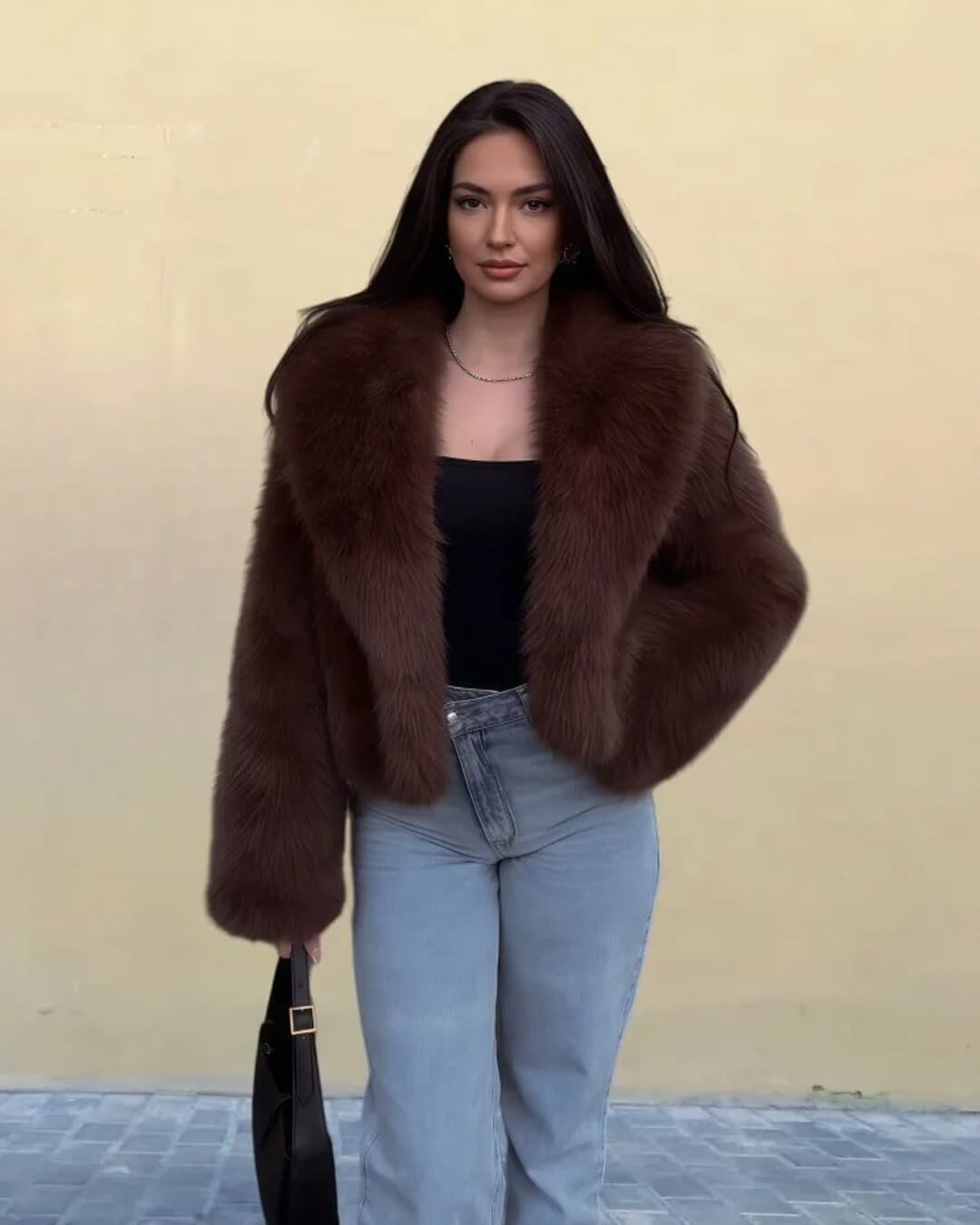 ZEYA - Emilie Puffy Collar Faux Fur Coat