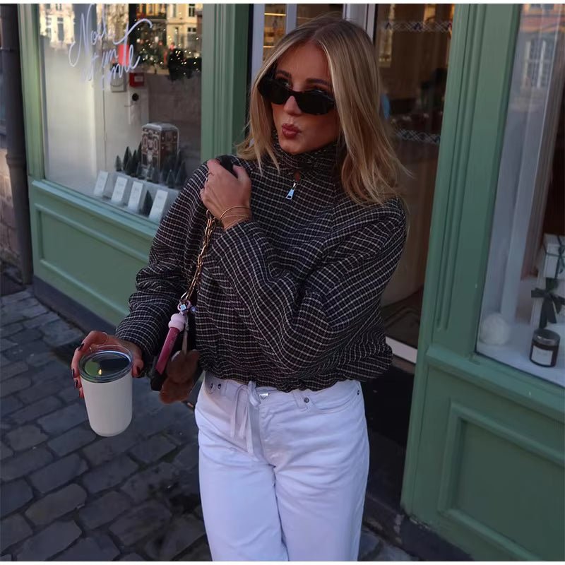 ZEYA - Erica Houndstooth Zip Jacket Suit