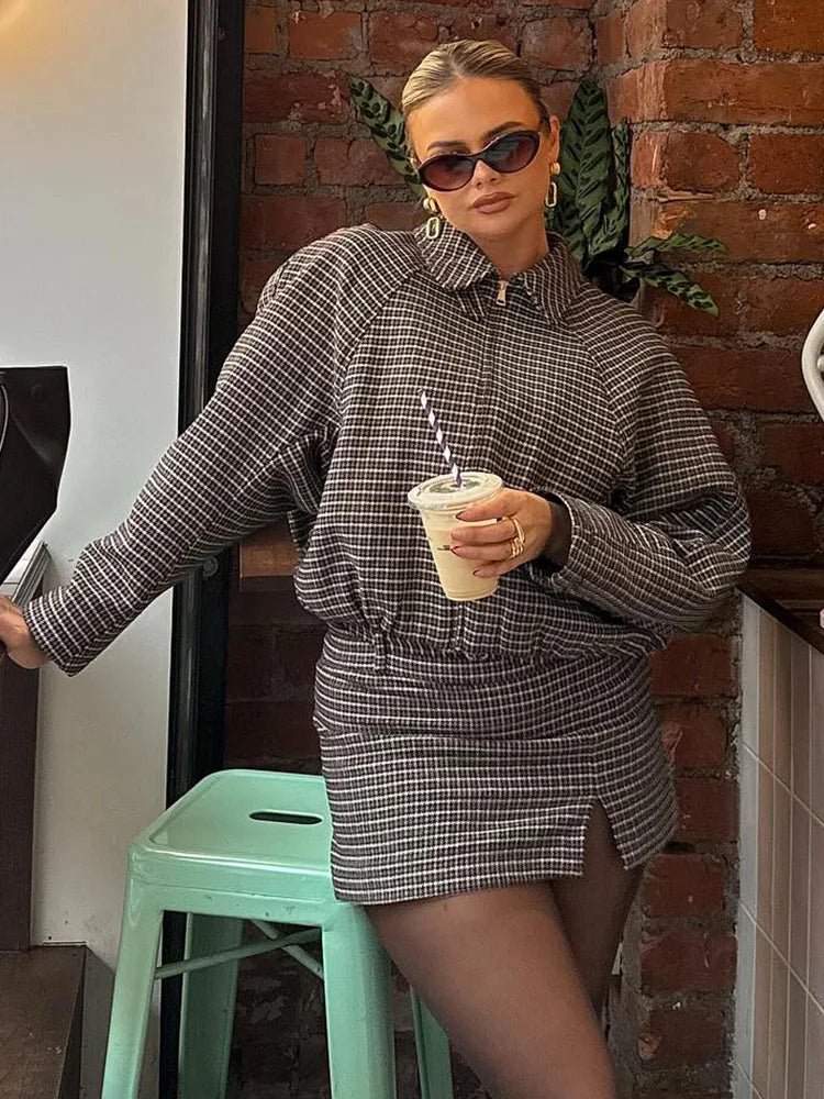 ZEYA - Erica Houndstooth Zip Jacket Suit