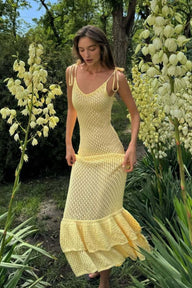 Robe maxi Eris en maille à volants