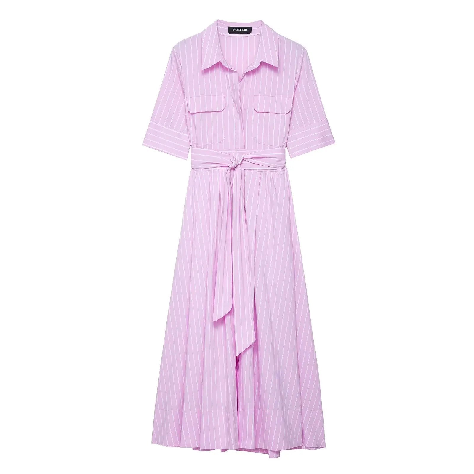 ZEYA - Evita Belted Shirt Midi Dress