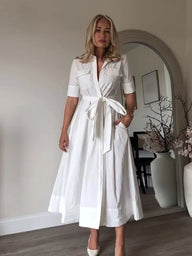 Robe chemise midi Evita avec ceinture