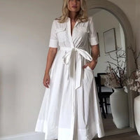 Robe chemise midi Evita avec ceinture