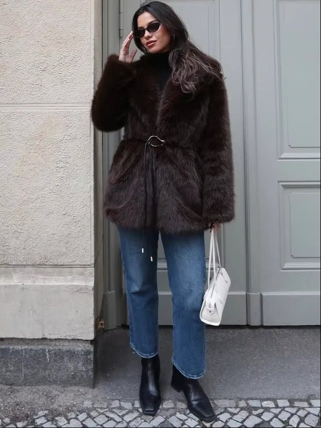 ZEYA - Feliz Faux Fur Coat with Belt