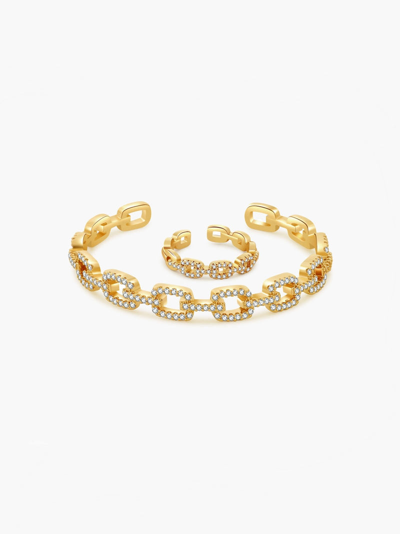 Ensemble bague et bracelet réglables en zircone Fenella