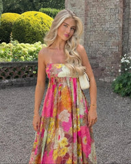 Robe maxi Fern fleurie sans bretelles