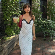 Robe Fiora à pois avec dentelle