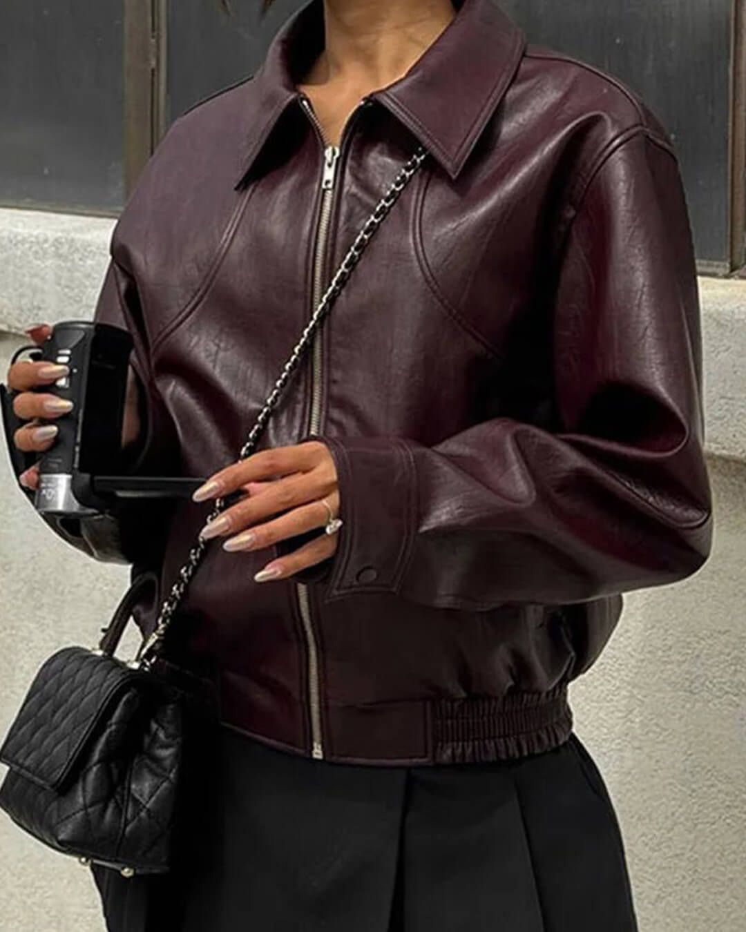 Blouson aviateur en similicuir Florence