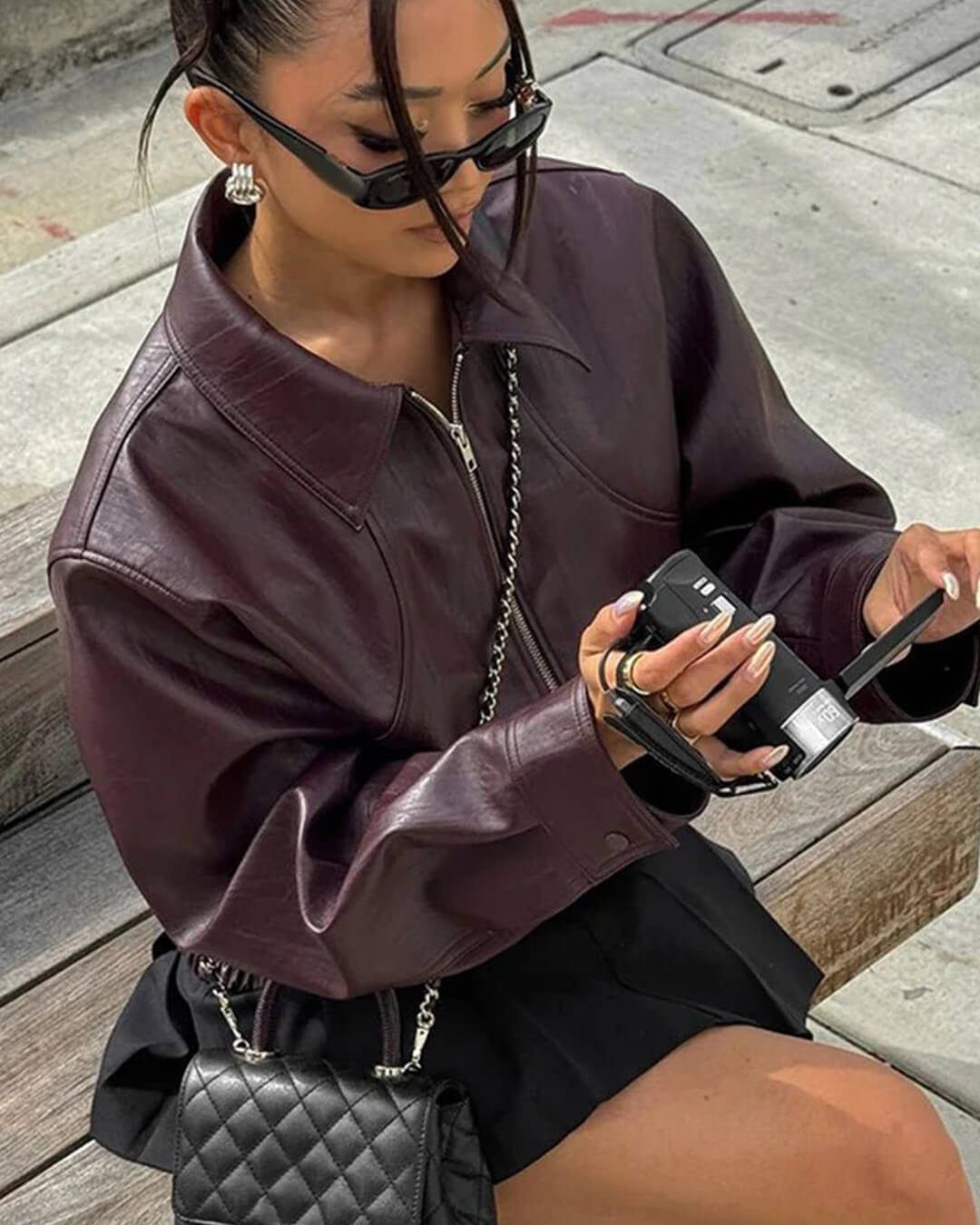 Blouson aviateur en similicuir Florence