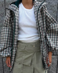 Veste à capuche rétro à carreaux Gina