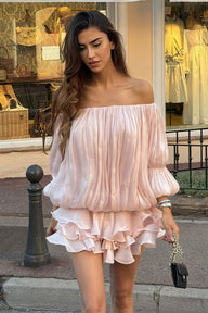 Robe mini Gloria épaules découvertes à volants