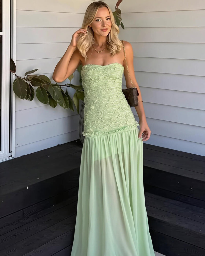 ZEYA - Goldie Strapless Floral Lace Maxi Dress