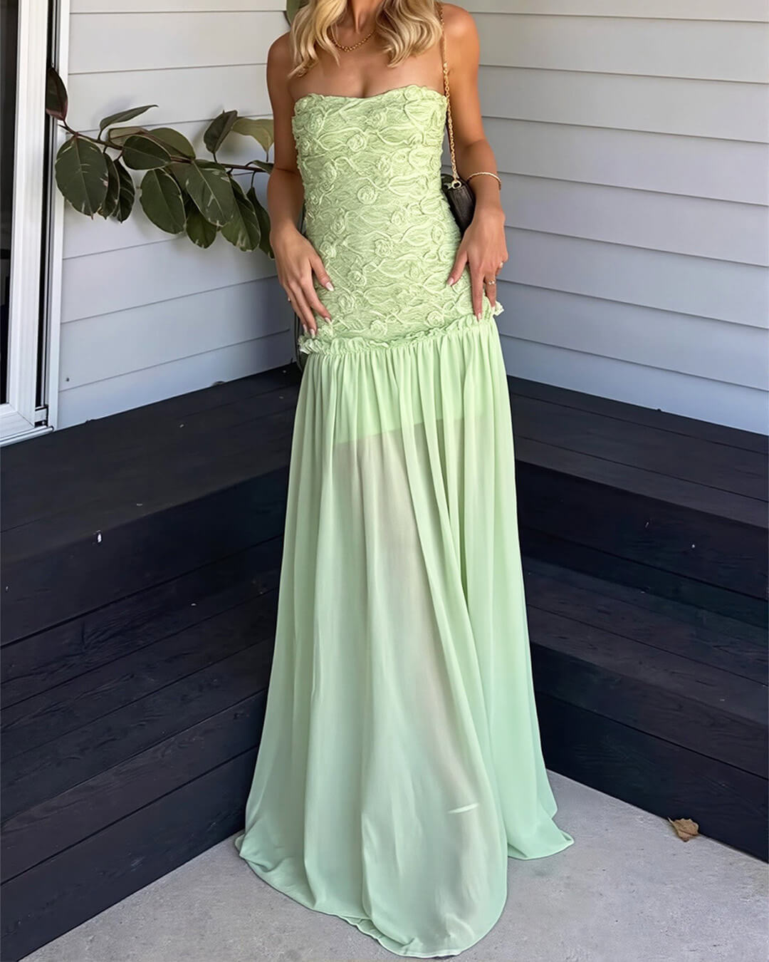 ZEYA - Goldie Strapless Floral Lace Maxi Dress