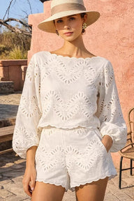 Hanna Broderie Shorts Set