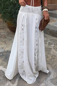 Jupe longue en dentelle taille basse Hanna