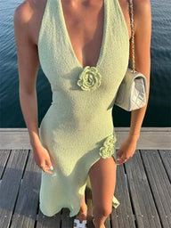 Robe longue Harmony en maille fendue