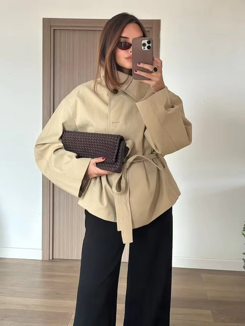 ZEYA - Helena Asymmetric Belted Trench Coat