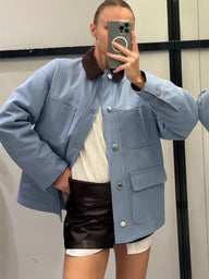 Veste Helena en velours côtelé à col et poches