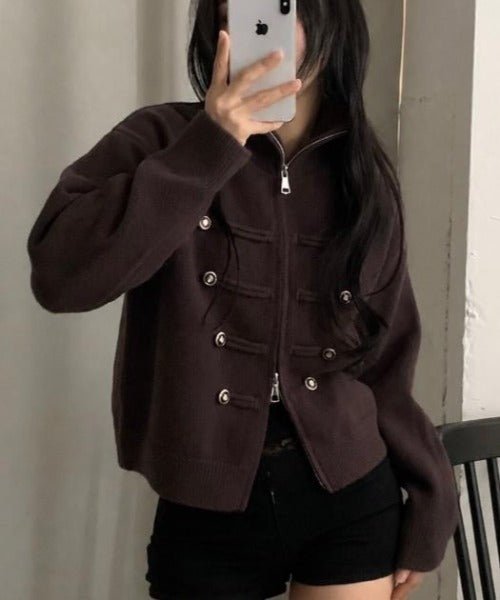 ZEYA - Helena Turtleneck Zip Knit Cardigan