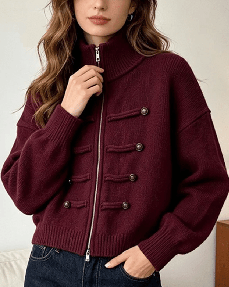ZEYA - Helena Turtleneck Zip Knit Cardigan