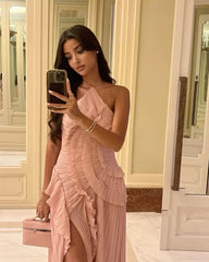 Robe en tulle à volants avec bretelles tour de cou Hiraya