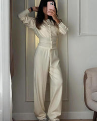 Ensemble Jade cardigan et pantalon en maille