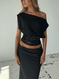 Top Janice à Épaule Asymétrique en Dentelle