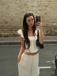 Top corset Johanna à volants