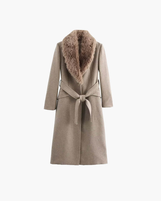 ZEYA - Josie Faux Fur Collar Maxi Coat