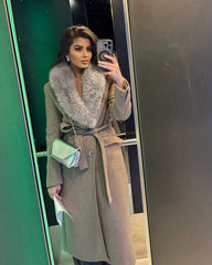Manteau long maxi à col en fausse fourrure Josie