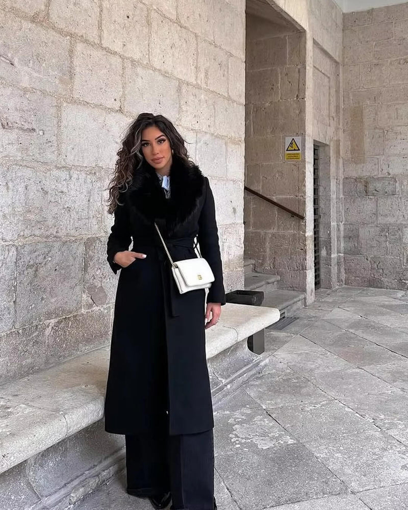 ZEYA - Josie Faux Fur Collar Maxi Coat