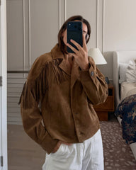 Veste western à franges Julie en faux suède
