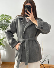 Manteau Juliette en fausse laine avec ceinture