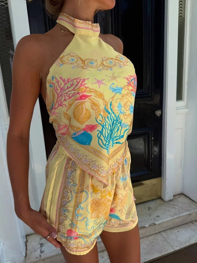 ZEYA - Kate Halter Print Two-Piece Set