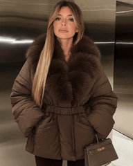 Parka matelassée Katniss avec ceinture et col en fausse fourrure