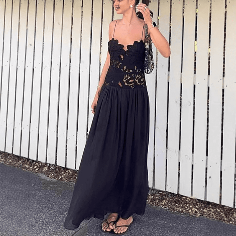 ZEYA - Kelli Lace Mesh Halter Evening Dress