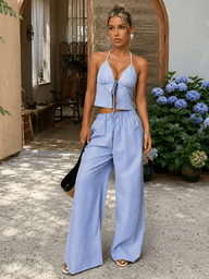 Ensemble top halter rayé Kyra