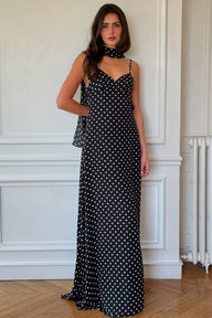 Robe longue dos nu à pois Lauren
