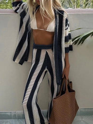 Ensemble coordonné Layla crochet rayé