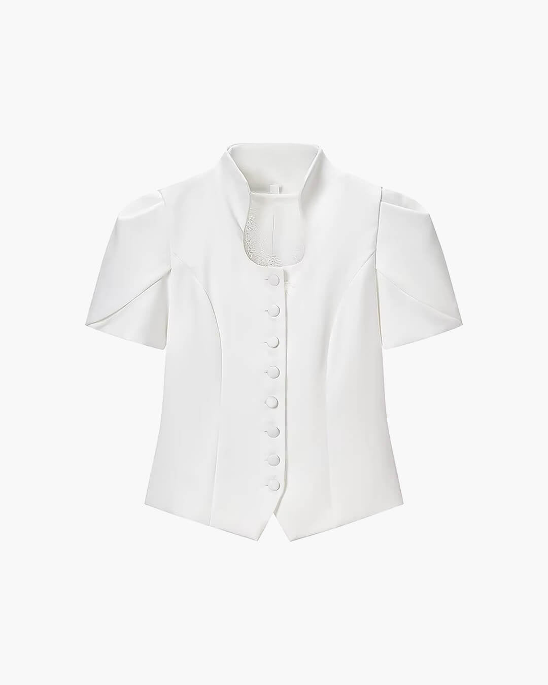 ZEYA - Leah Button Front Stand Collar Top