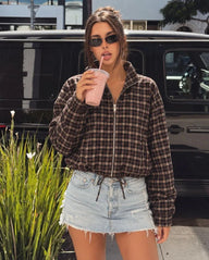 Leah Checked Collar Zip Jacket